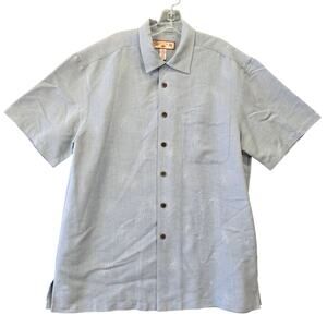Caribbean Joe Blue Button Up Pineapple Shirt Beachy Short Sleeves Men Size M Top